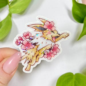 Glitzer holo Sticker, Anime Manga Tiere, Sakura, Kawaii, Japan, Kirschblüten, Blitz, Laptop, Aufkleber, Bullet Journal, Planner, Kalender