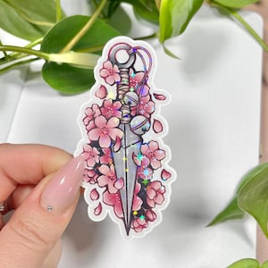Glitzer holo Sticker Sakura Kirschblüten, Anime Manga Ninja, Kunai, Japan, Skizzen, Laptop, Aufkleber, Bullet Journal, Planner, Kalender