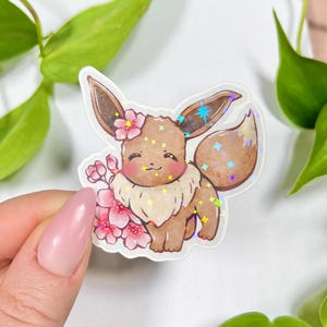 Glitzer holo Sticker, Anime Manga Tiere, Sakura, Kawaii, Japan, Kirschblüten, Laptop, Aufkleber, Bullet Journal, Planner, Kalender