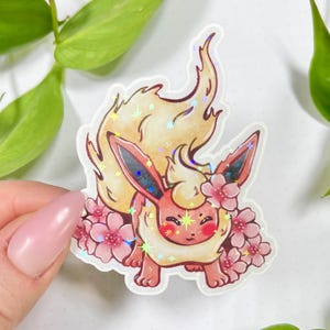 Glitzer holo Sticker, Anime Manga Tiere, Sakura, Kawaii, Japan, Kirschblüten, Flamme, Laptop, Aufkleber, Bullet Journal, Planner, Kalender