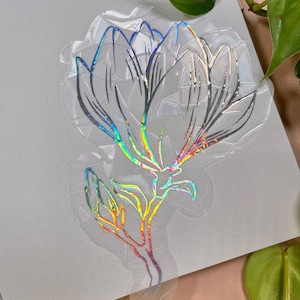 Sonnenfänger Sticker, Fenster Bild, Fenster Aufkleber, wählbar 3 Varianten, holographisch, Sonnenfänger, Magnolie, Blume, Frühling, Sommer