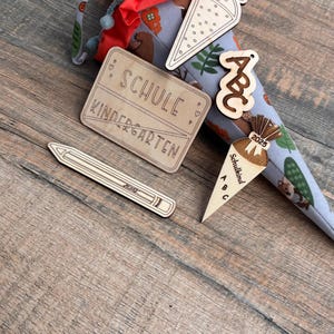 Wooden pendant school start set ABC school cone pen and school sign decoration for school enrollment