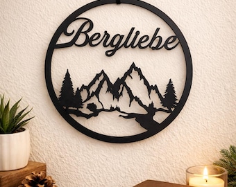 Mountain love for your home, made of black lacquered wood in various sizes. Modern wooden decor for everyone who loves mountains, nature and hiking.
