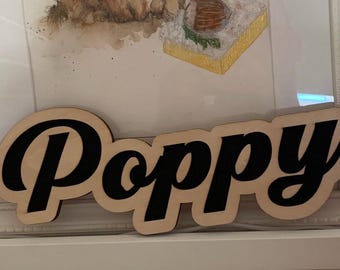 Name plate 3-ply made of wood and felt. Personalized. Various colors available. Approx. 12 cm high. Door sign for the children's room