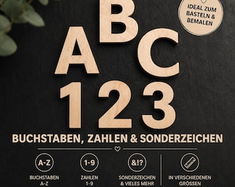 Letras de madera ABC A-Z para manualidades y pintura, hechas de madera contrachapada, 4-30 cm | Decoración de pared para habitación infantil, letrero ABC para puerta, placa de identificación, decoración DIY para nacimiento