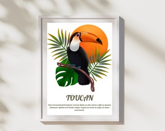 Bird poster, Colourful  bird poster, Toucan poster, digital download print