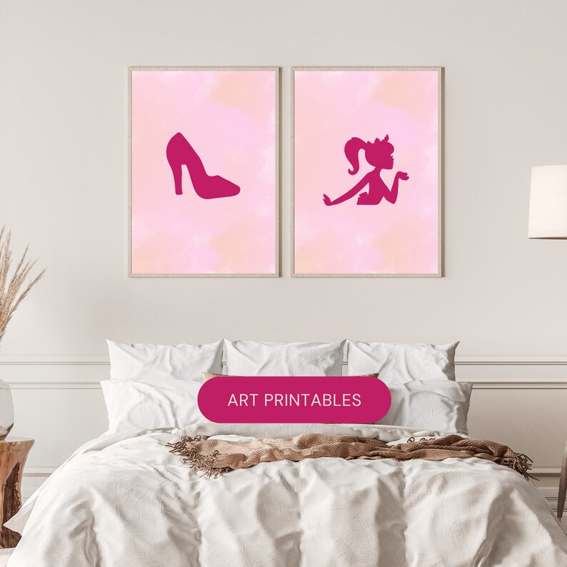 PINK Barbie Wall Art,cute Printable Wall Art,instant Download,youth Room,kids Room Decor - Etsy