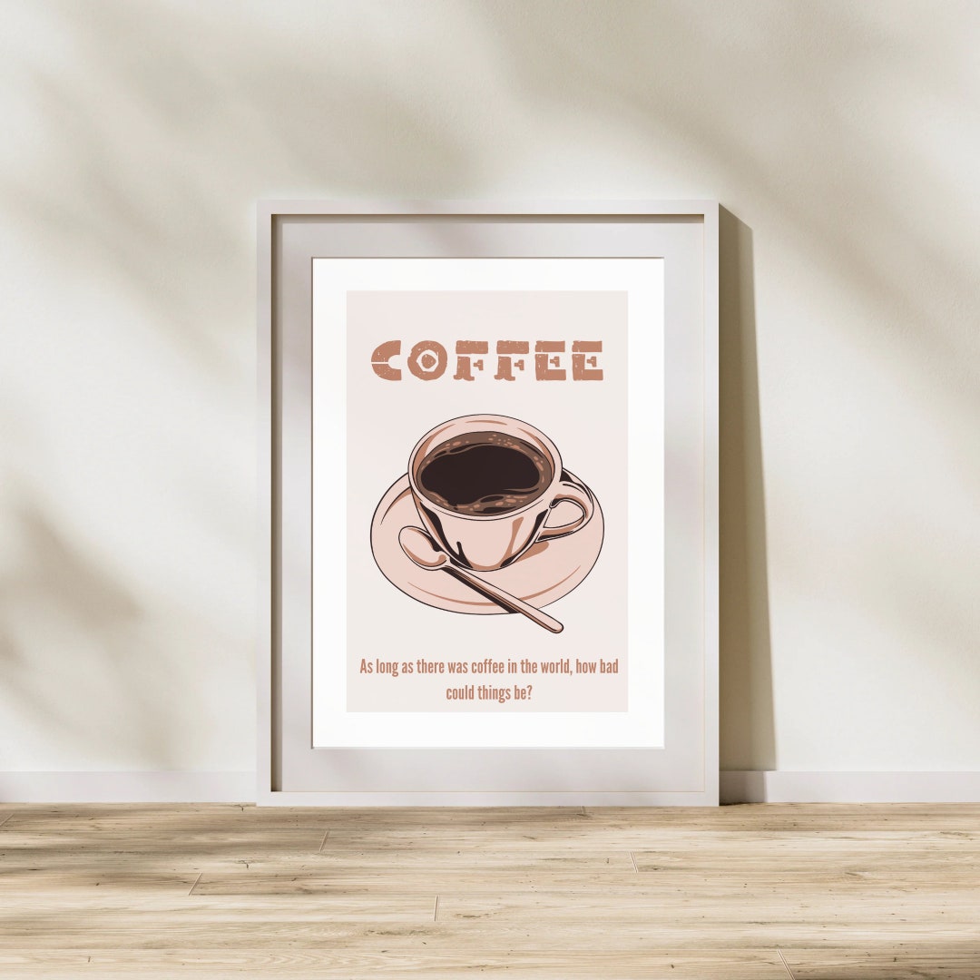 Colourful Printable Coffee Wall Artcoffee Artkitchen Wall Etsy UK