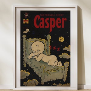 Casper The Friendly Ghost Inspired Digital Art,Printable Wall Art,Digital Wall Art,Instant Download,Retro Wall Design,Halloween Wall Art