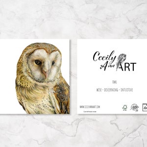 Carte d'anniversaire de hibou, art de hibou, cartes de voeux vierges, cadeaux de hibou, impressions d'oiseaux, carte spirituelle