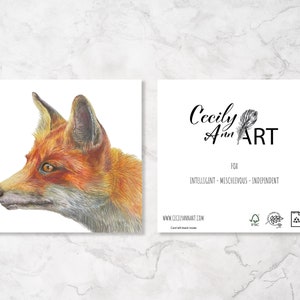 Carte d'anniversaire renard, cartes de voeux vierges, art renard, cadeaux renard, carte spirituelle