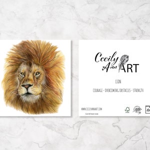Lion birthday card, Lion art, blank greeting cards, wildlife card, Spiritual card