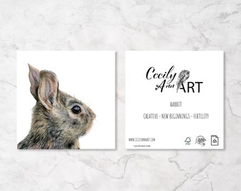 Carte de lapin, anniversaire, cartes de voeux vierges, cadeaux lapin, impressions lapin, carte spirituelle