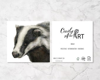 Badger birthday card, Badger, blank greeting cards, Badger gifts, Badger lovers, Spiritual card