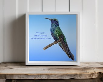 Kolibri Kunstdruck, Krafttier Kunst, Tierkunst, Wandkunst, 10x10 Druck