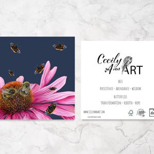 Carte d'anniversaire abeilles et papillons, cartes d'art, cartes de voeux vierges, cadeau spirituel