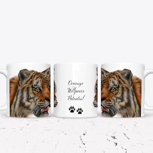 Tiger mug, Spirit animal, Tiger lovers, 11oz/15oz Ceramic mug, Nature gift, Fine art