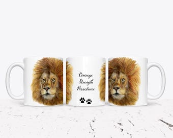 Lion mug, Lion lovers, Spirit animal, Ceramic mug, Nature gift, 11oz/15oz ceramic mug