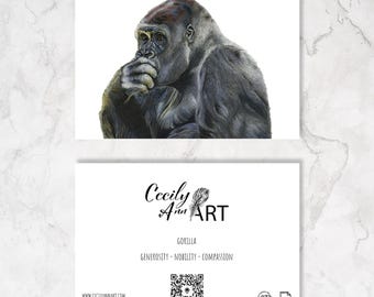 Gorilla birthday card,  Spiritual card, Gorilla, blank greeting cards, gorilla print