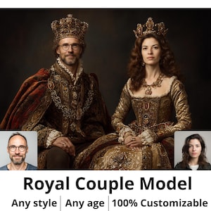 Custom royal Couple Portrait from Photo, Renaissance Portrait, turn me royal, victorian portrait, napoleon, king and queen, make me royal