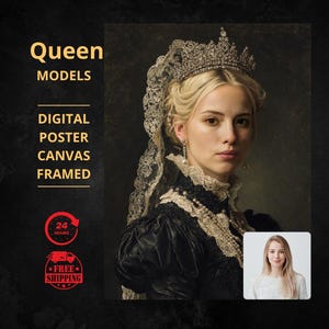 Custom royal queen Portrait from Photo, Renaissance Portrait, turn me royal, victorian portrait, napoleon, king and queen, make me royal