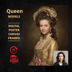 Custom royal queen Portrait from Photo, Renaissance Portrait, turn me royal, victorian portrait, napoleon, king and queen, make me royal