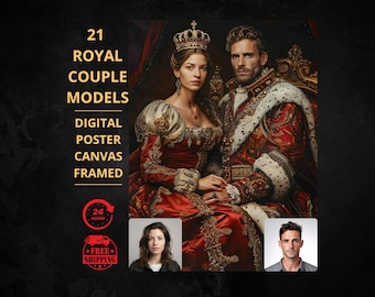 Custom royal Couple Portrait from Photo, Renaissance Portrait, turn me royal, victorian portrait, napoleon, king and queen, make me royal