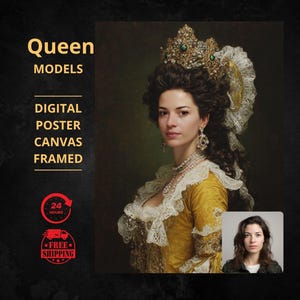 Custom royal queen Portrait from Photo, Renaissance Portrait, turn me royal, victorian portrait, napoleon, king and queen, make me royal