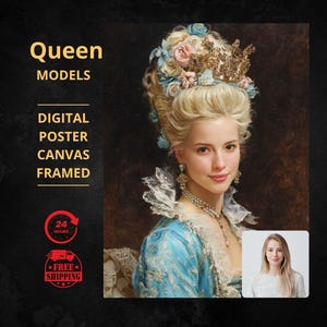 Custom royal queen Portrait from Photo, Renaissance Portrait, turn me royal, victorian portrait, napoleon, king and queen, make me royal