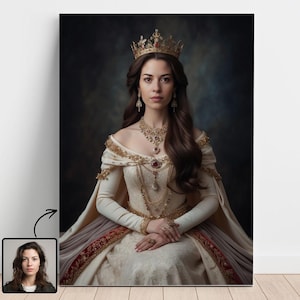 Custom royal queen Portrait from Photo, Renaissance Portrait, turn me royal, victorian portrait, napoleon, king and queen, make me royalh