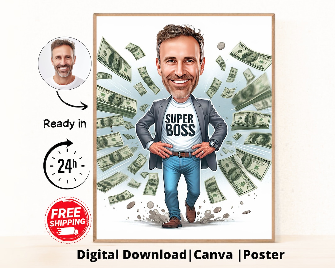 Benutzerdefinierte Boss Karikatur vom Foto, Boss Geschenk für Männer