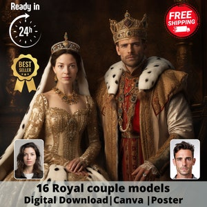 Custom royal Couple Portrait from Photo, Renaissance Portrait, turn me royal, victorian portrait, napoleon, king and queen, make me royal