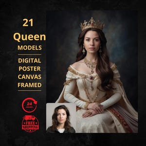 Custom royal queen Portrait from Photo, Renaissance Portrait, turn me royal, victorian portrait, napoleon, king and queen, make me royal