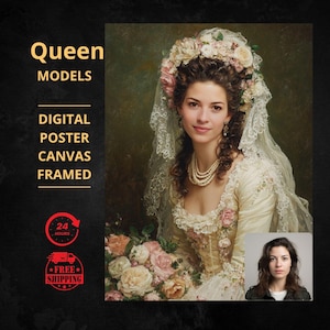 Custom royal queen Portrait from Photo, Renaissance Portrait, turn me royal, victorian portrait, napoleon, king and queen, make me royal