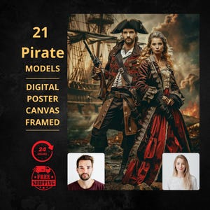 Kundenspezifisches Piratenpaar Porträt vom Foto, Jack Sparrow, Fluch der Karibik, Captain Jack Sparrow, Piraten svg, Piratenkostüm, Piratenplakat