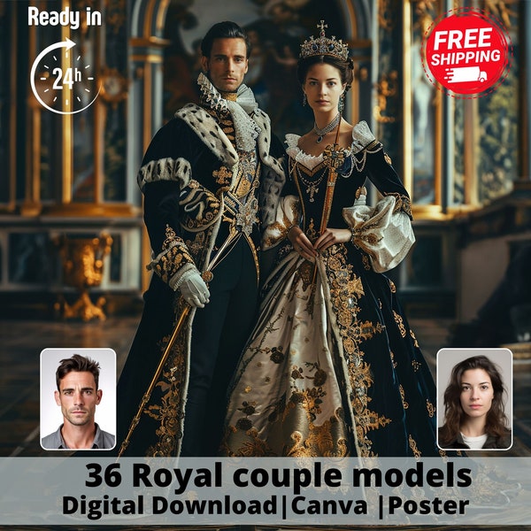 Custom royal Couple Portrait from Photo, Renaissance Portrait, turn me royal, victorian portrait, napoleon, king and queen, make me royal