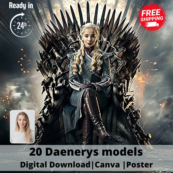 Game of Thrones woman portrait from photo , game of throne gifts, game of throne, daenerys, jon snow, king in the north, mother of dragons