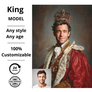 Custom King Portrait from Photo, Renaissance Portrait, turn me royal, victorian portrait, napoleon bonaparte, king portrait, make me royal