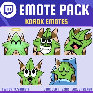 Korok emotes | Twitch | Pack | Bundle | Evil | Angel | Lol | Cozy | Oh | streamer stream png files Zelda
