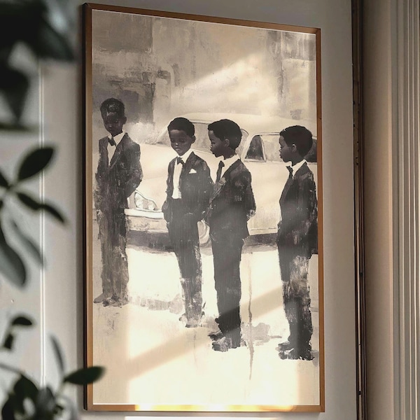 Black Boyhood Fine Art Print: Afrocentric Vintage Portrait, Cultural Wall Decor