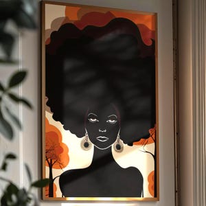 Afrocentric Melanin Queen Fine Art Print: 1960s Retro Boho Decor