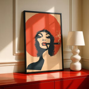 Blackgirl Blunt Art Fine Art Print: Retro Pop Diva Smoker, Bold Home Decor