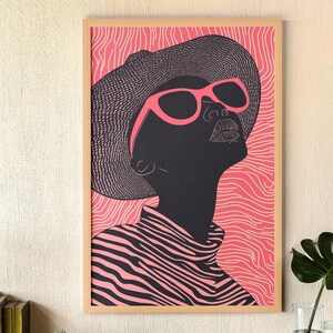 Pink Afrocentric Fine Art Print: Retro Black Excellence Wall Decor