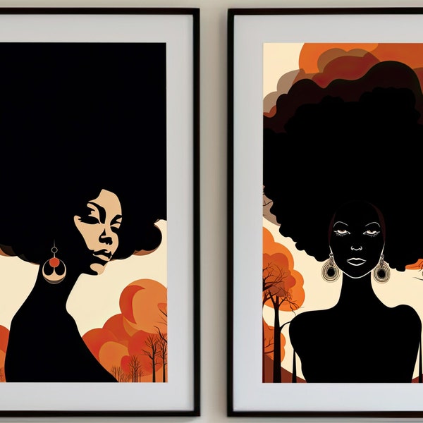 A Walk In The Park (Set of 2) | Digital Download | Black Woman Wall Decor | Strength | Printable Art for Bedroom & Living Room | Poster