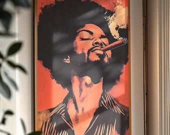 Impression d'art portrait du roi noir : décoration d'intérieur masculine afrocentrique
