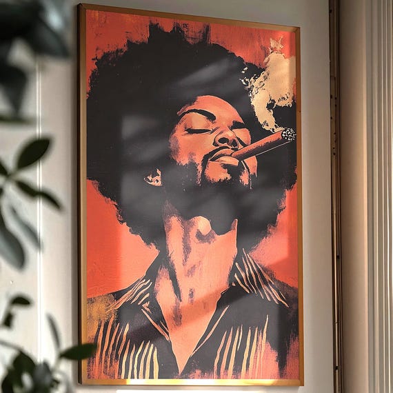 Black King Portrait Art Print: Afrocentric Masculine Home Decor