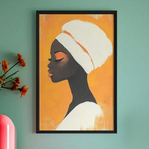Afrozentrische Kunstdruck: Elegante schwarze Frau mit Haartuch