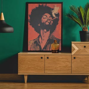 Impression d'art portrait du roi noir : décoration d'intérieur masculine afrocentrique image 3