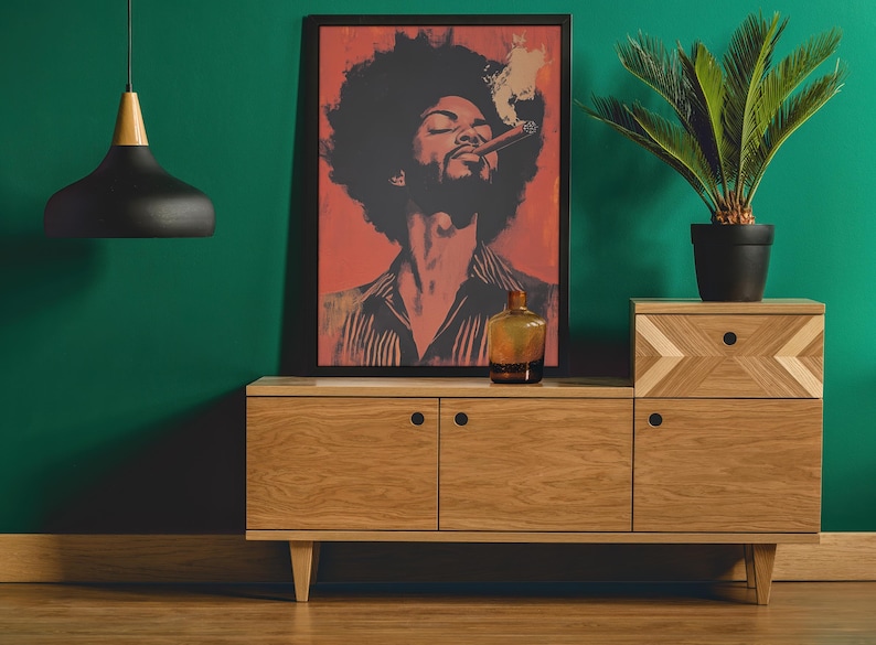 Impression d'art portrait du roi noir : décoration d'intérieur masculine afrocentrique image 3