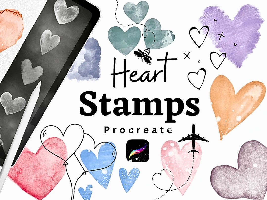 Procreate Heart Stamps Procreate Stamps Procreate Etsy